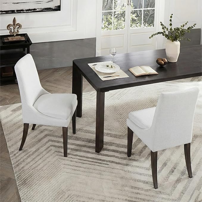 Upholstered Dining Chairs Modern Sidechair Performance Fabric High Back Armlesschair for Diningroom Kitchen,White,Set of 4(2 Box)