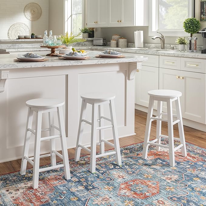 Zeke White 24" Counter Stool with Round Seat by Linon
