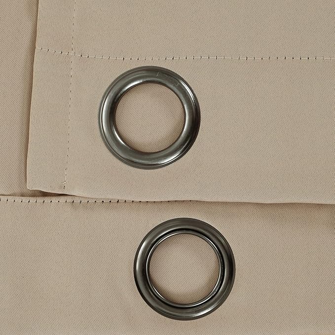 Lush Decor Insulated Grommet Blackout Window Curtain Panels, Pair, 52" W x 84" L, Mocha - Classic Modern Design - Chic Window Decor - Long Curtains For Living Room, Bedroom, Or Dining Room