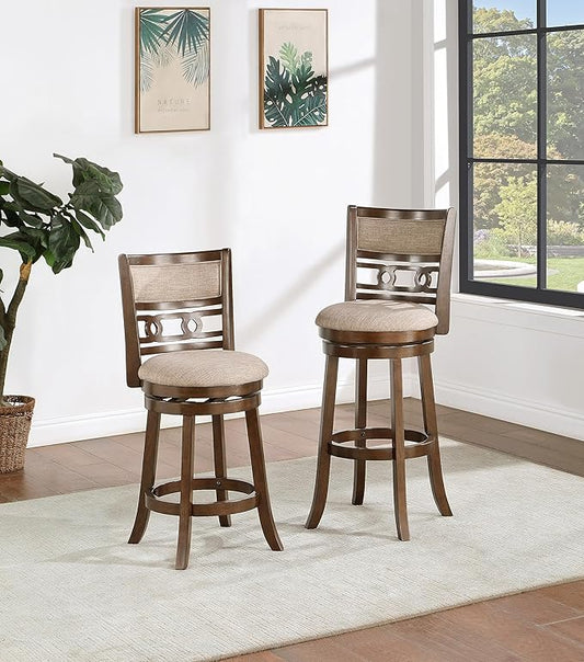 New Classic Home Furnishings Gia 29" Swivel Barstool-Cherry W/Brown Fabric Seat