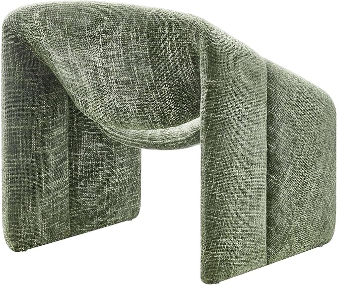 Modway Vivi Chenille Upholstered Accent Basil-Plush, Comfy Armchair, Ideal as a Modern Barrel, Lounge Reading Chair for Living Room, Bedroom or Cozy Corner Seating