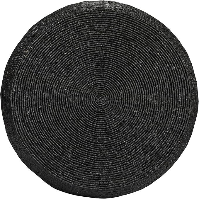 Creative Co-Op Round Handwoven Corn Rope Barrel Side Table, Black