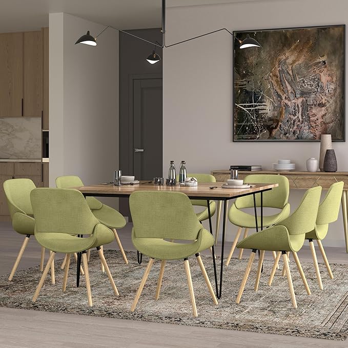 SIMPLIHOME Malden Dining Chair in Acid Green Woven Fabric, 22.8 x 20.9 x 30.9 inches, Bentwood Design with Light Wood Legs, Modern Seating for Dining Room