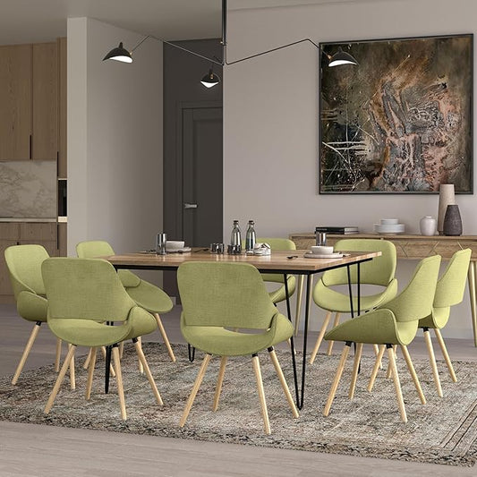 SIMPLIHOME Malden Dining Chair in Acid Green Woven Fabric, 22.8 x 20.9 x 30.9 inches, Bentwood Design with Light Wood Legs, Modern Seating for Dining Room