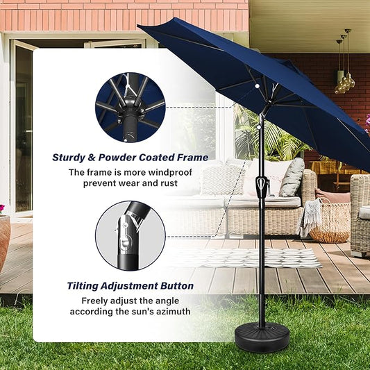 YSSOA 2 Pack 7.5' Patio Umbrella Outdoor Table Market Yard Umbrella with 6 Sturdy Ribs, Dark Blue