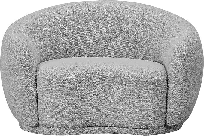 Meridian Furniture 693Grey-C Hyde Collection Modern | Contemporary Boucle Fabric Upholstered Accent Chair with Rounded Back, Grey, 42" W x 38" D x 27.5" H