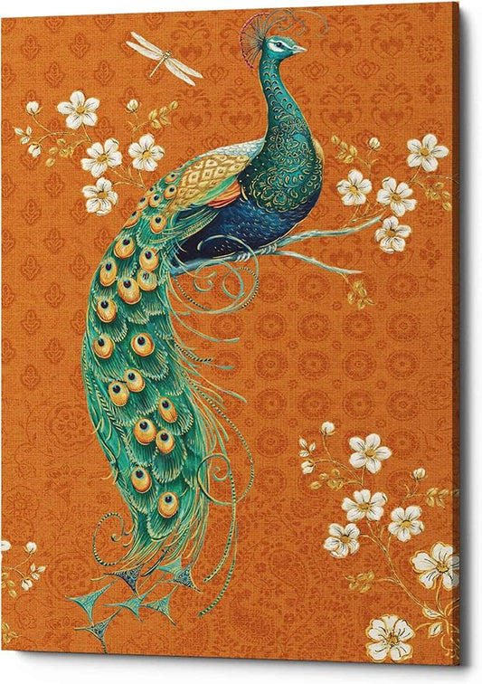 Epic Graffiti 'Ornate Peacock IX Spice' by Daphne Brissonet, Canvas Wall Art, 26"x40"