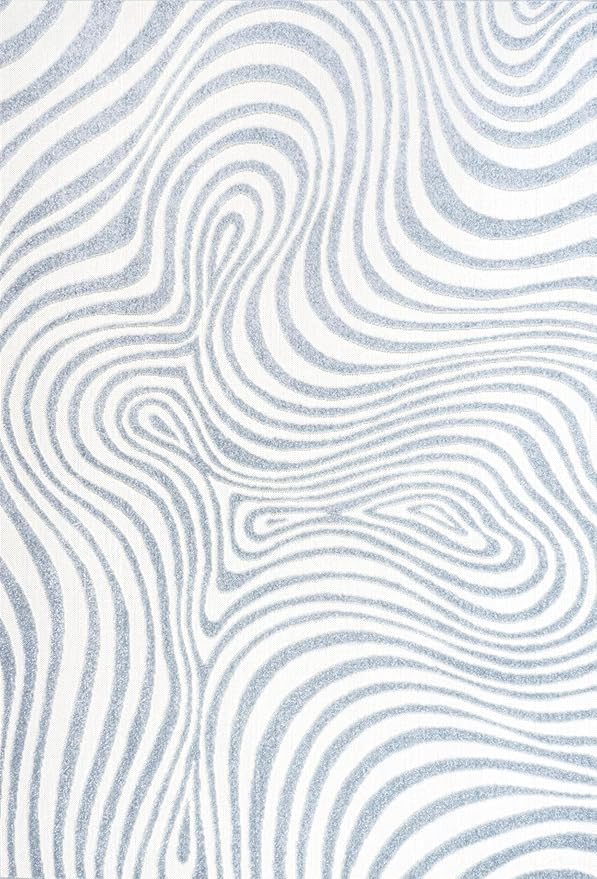 JONATHAN Y Maribo High-Low Abstract Striped Light Blue/Ivory 12x15 Indoor/Outdoor Area Rug, Pet Friendly, Non-Shedding, Stain Resistant, Easy-Cleaning for Backyard, Patio (SCN103C-15)
