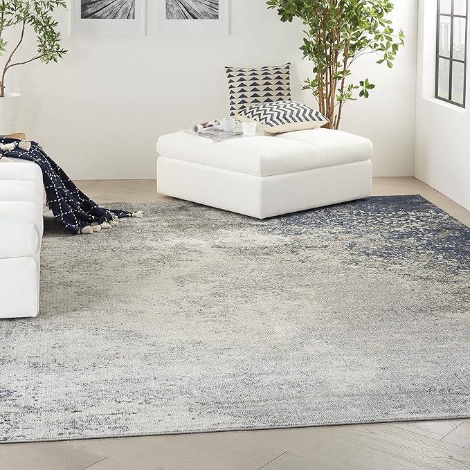 Nourison Home Passion Charcoal/Ivory 9' x 12' Area-Rug, Modern, Abstract, Easy-Cleaning, Non Shedding, Bed Room, Living Room, Dining Room, Kitchen (9x12)