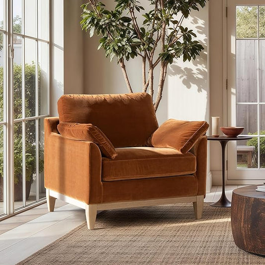 Jennifer Taylor Home Pasadena 36" Wide Modern Farmhouse Accent Arm Chair, Burnt Orange Performance Velvet