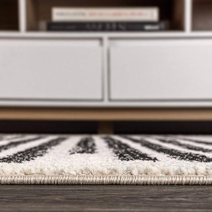 JONATHAN Y Khalil Modern Berber Stripe Cream/Black Indoor Area Rug, 10x14, Contemporary, Bohemian, Easy-Cleaning for Living Room, Bedroom, Kitchen, Pet Friendly, Non-Shedding (MOH207A-14)