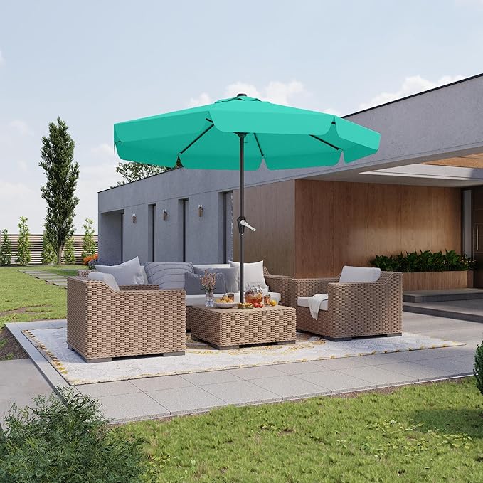 AreShark 11FT Patio Umbrella Table Market Umbrella w/Crank Outdoor Umbrellas for Garden, Deck, Backyard, Pool and Beach, Cerulean