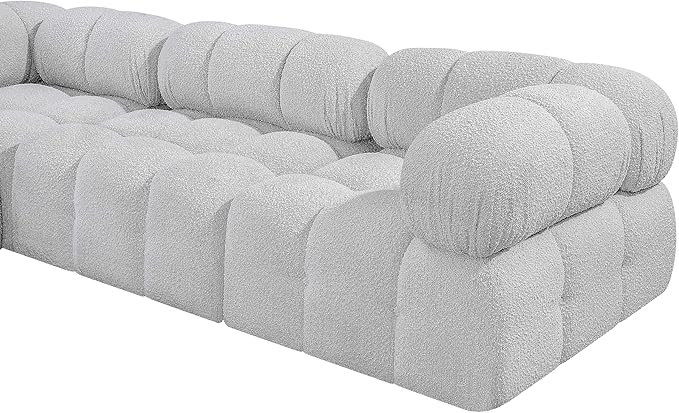 Meridian Furniture 611Grey-S136A Ames Collection Modern | Contemporary Modular Sofa with Rich Grey Boucle Fabric, Modular to Create Infinite Configurations, 136" W x 34" D x 28" H, Grey
