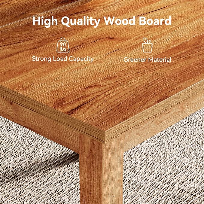 LITTLE TREE 39 Inches Square Dining Table for 4 People, Brown Wooden Kitchen Table Small Dinner Table, Modern Dining Room Tables for Living Room, Kitchen, Oak Brown