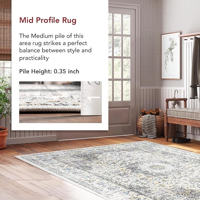 Nuloom Verona Grey/Ivory, 12' x 15', Vintage Medallion, Soft and Cozy, High Traffic, Stain Resistant, Easy Clean, Durable Area Rug for Bedroom, Living Room, Dining Space, Den, Foyer, Entryway