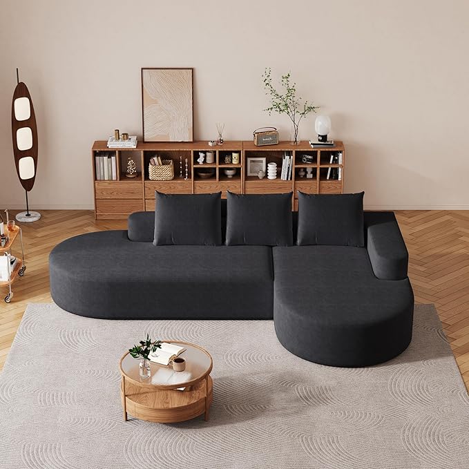 Cloud Modular Sectional Sofa with Curved Chaise Lounge,108.5" Oversized Modern Memory Foam Couch, Ergonomic BonelessModular Floor Sofa with High-for Living Room, Apartment & Office | Deep Seat, Wider Armrest, Free Combination