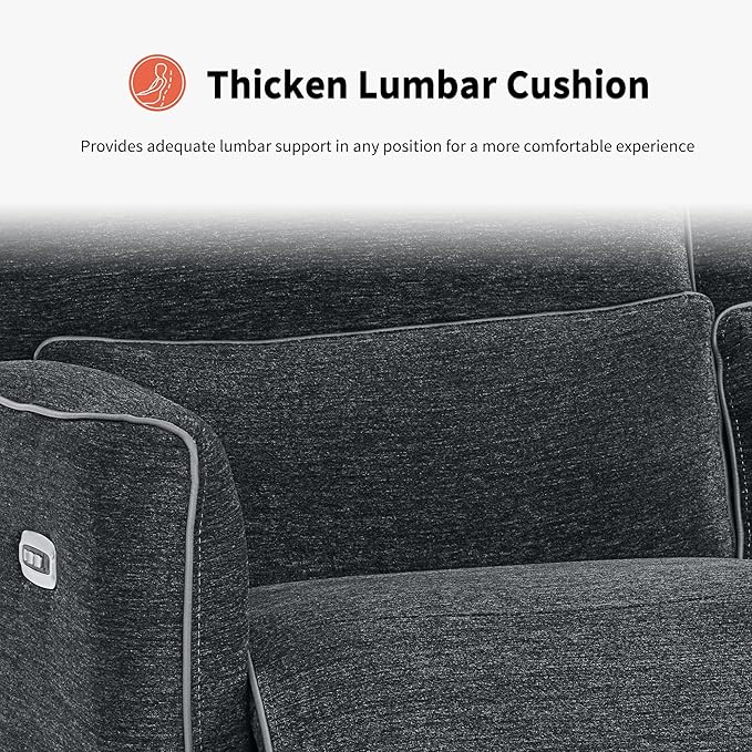 MCombo 60" Wall Hugger Power Loveseat Recliner Sofa with Adjustable Headrest, RV Reclining Loveseat with USB and Type C Charge Ports for Living Room 6924 (Dark Grey, Loveseat)