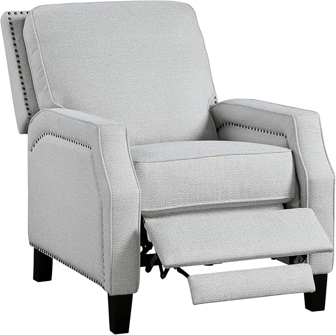 Lexicon Push Back Recliner Chair, Reclining Sofa Armchair, Modern Recliner Sofa Chair with Footrest, Chenille Fabric Recliner Arm Chair, Single Sofa Accent Chair for Living Room/Office/Apartment, Grey