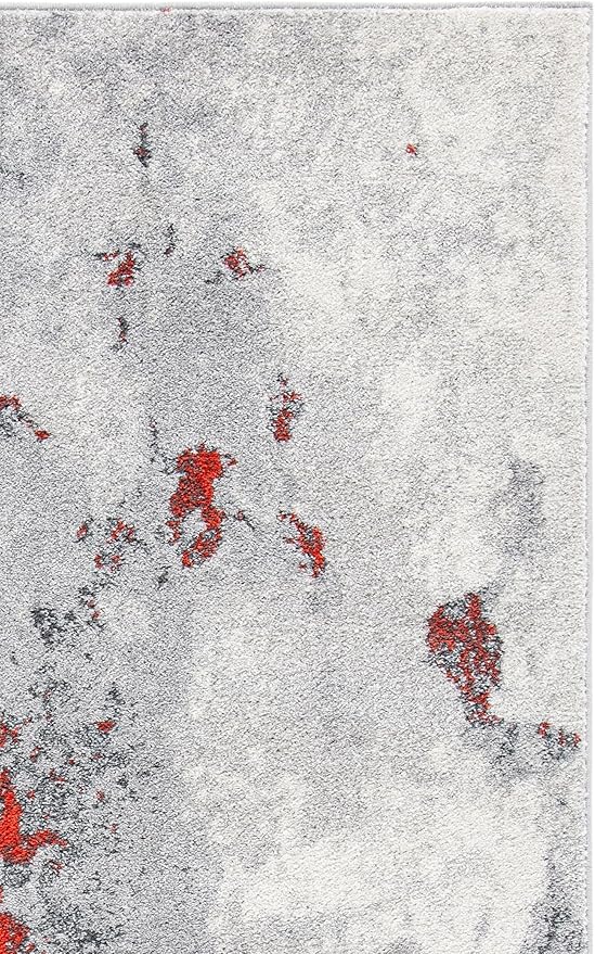 SAFAVIEH Adirondack Collection Area Rug - 4' Square, Orange & Grey, Modern Abstract Design, Non-Shedding & Easy Care, Ideal for High Traffic Areas in Living Room, Bedroom (ADR134P)