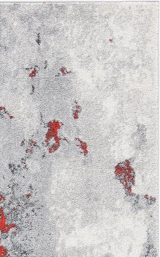 SAFAVIEH Adirondack Collection Area Rug - 4' Square, Orange & Grey, Modern Abstract Design, Non-Shedding & Easy Care, Ideal for High Traffic Areas in Living Room, Bedroom (ADR134P)