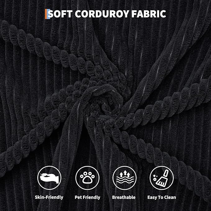 GarveeHome 79" Convertible Sleeper Sofa Bed Couch, 4-in-1 Boneless Corduroy Folding Sofa Bed with Pillow & Fixed-Shape, Floor Mattress Couch Loveseat for Living Room Apartments - No Assembly, Black