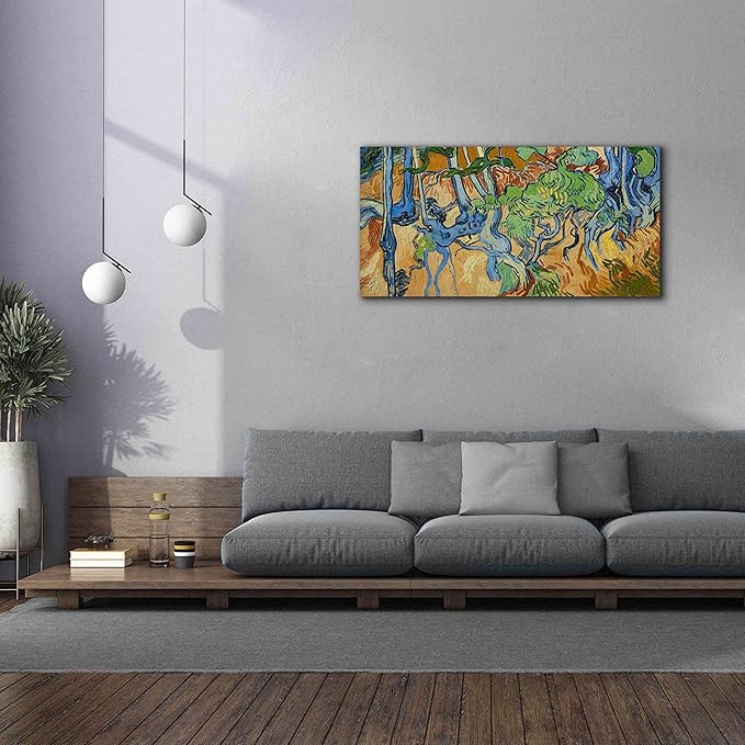 Epic Graffiti 'Tree Roots' by Vincent Van Gogh, Giclee Canvas Wall Art, 60"x30"