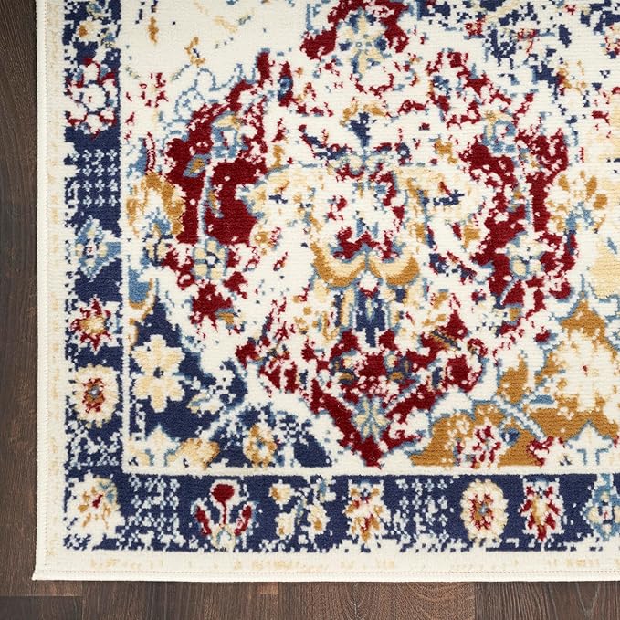 Nourison Home Grafix Blue Multicolor 7'10" x 9'10" Area Rug - Easy Clean, Non Shedding, Bed Room, Living Room, Dining Room, Kitchen (8' x 10')