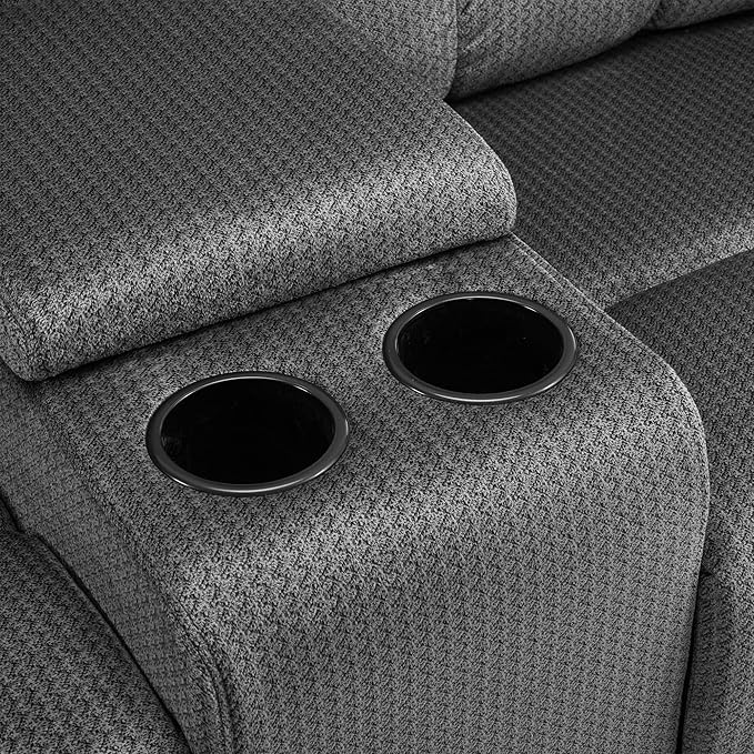 MCombo Zero Gravity Power Loveseat Recliner with Console, Heat and Vibration Massage, Reclining Loveseat Sofa with USB Ports, Cup Holders for Living Room, Fabric RS6234 (Grey)