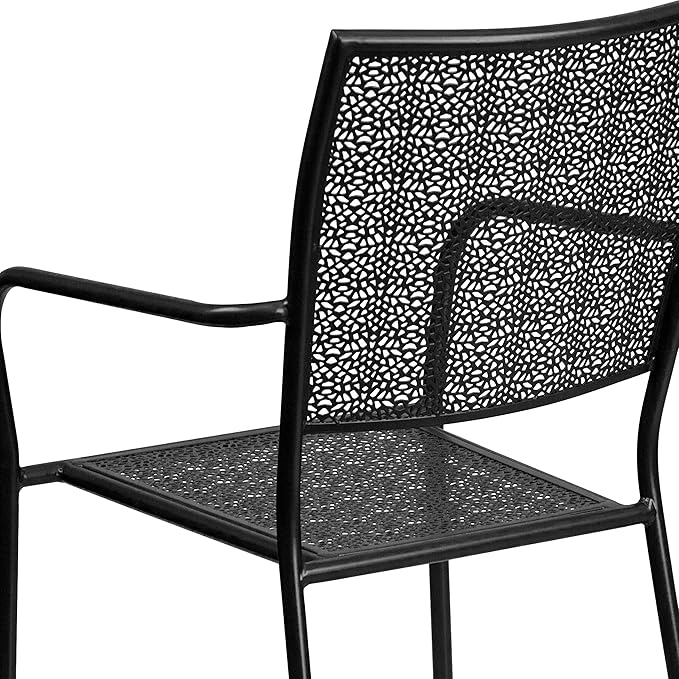 Flash Furniture Oia Commercial Grade 5 Pack Black Indoor-Outdoor Steel Patio Arm Chair with Square Back