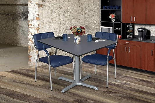 Regency Cain 48" Square X-Base Breakroom Table – Scratch Resistant Laminate Café Table for Lunchroom, Coffee Shops and Commercial Office Spaces (Grey, Grey Legs)