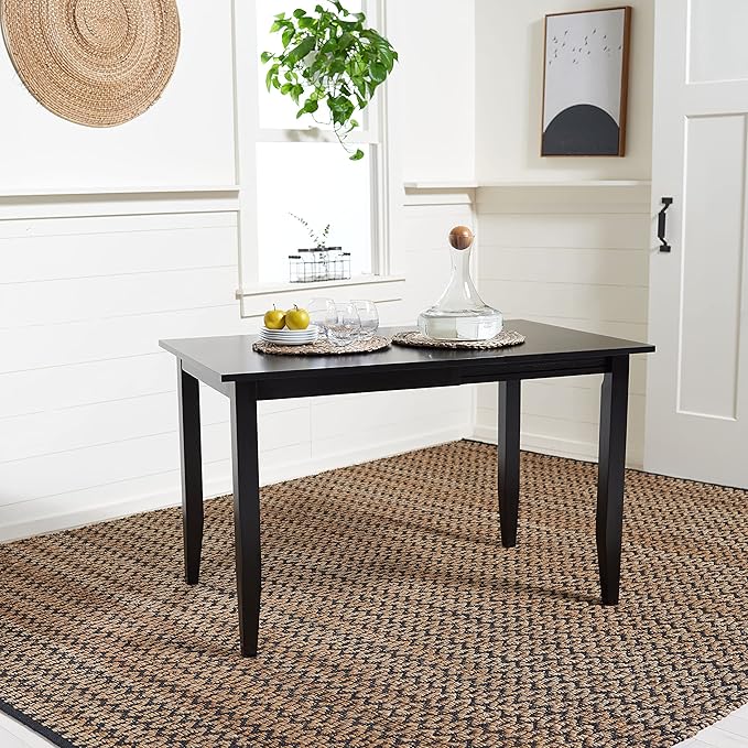 SAFAVIEH Home Collection Miliano Matte Black Drop End Leaf Dining Room Table DTB1404A
