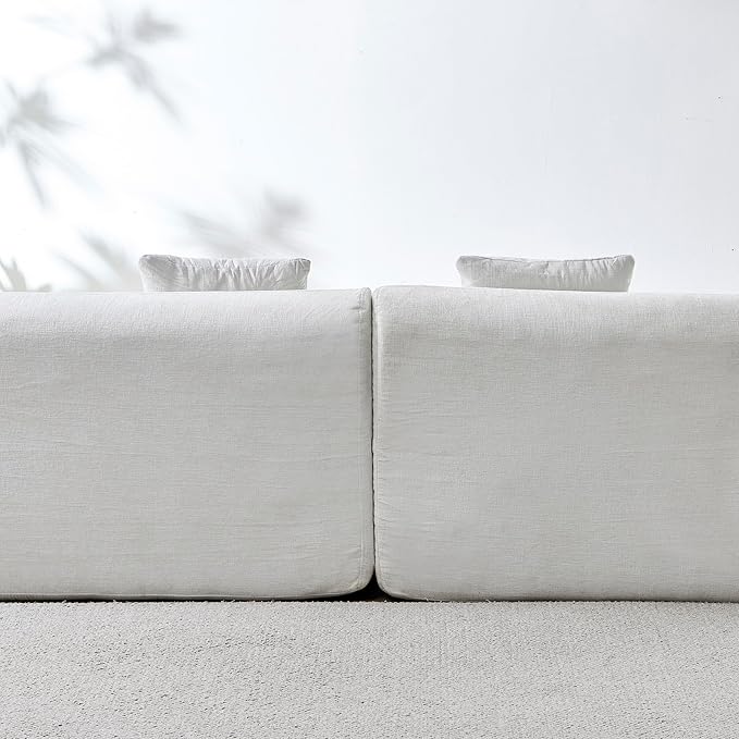 111" Curved Modular Sectional Sofa Couch, Deep Seat Boneless Cloud Couch with 4 Pillows, High Density Foam Floor Lounge Sofa for Living Room, Apartment,Premium Chenille Fabric | Breathable material, Softness