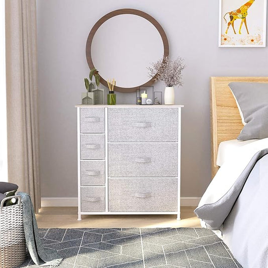 YITAHOME Dresser with 7 Drawers - Fabric Storage Tower, Organizer Unit for Living Room, Hallway - Sturdy Steel Frame, Wooden Top & Easy Pull Fabric Bins