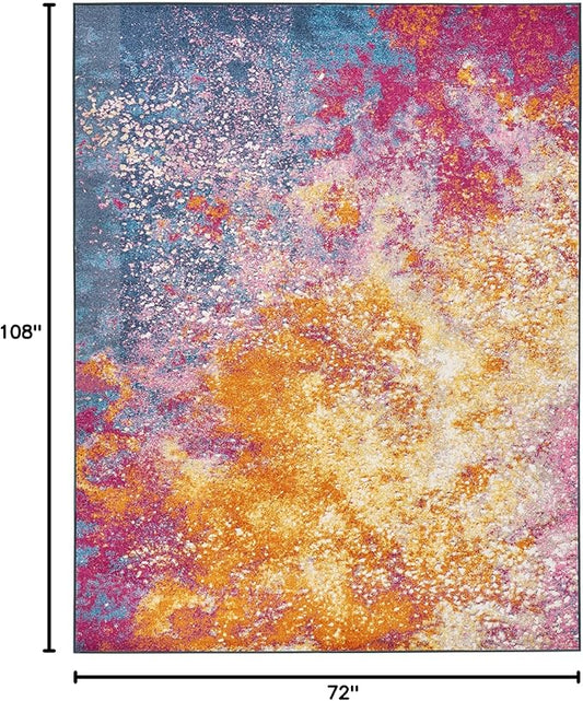 Nourison Home Passion Sunburst 6' x 9' Area Rug - Easy Clean, Non Shedding, Bed Room, Living Room, Dining Room, Kitchen (6' x 9')
