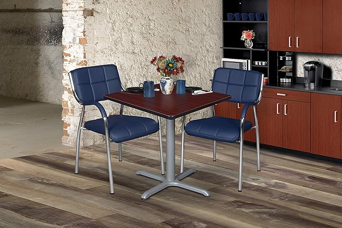 Regency Cain 30" Square X-Base Breakroom Table – Scratch Resistant Laminate Café Table for Lunchroom, Coffee Shops and Commercial Office Spaces (Mahogany, Grey Legs)