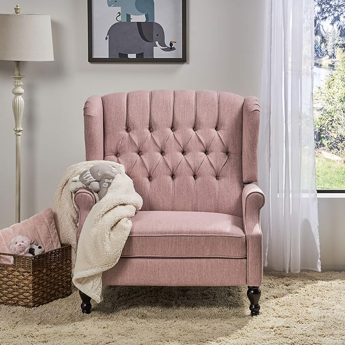 Christopher Knight Home Salome Push Back Recliner, Light Blush, Dark Brown