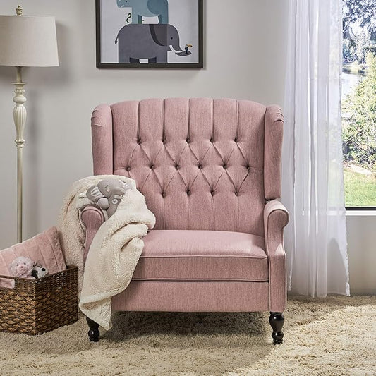 Christopher Knight Home Salome Push Back Recliner, Light Blush, Dark Brown