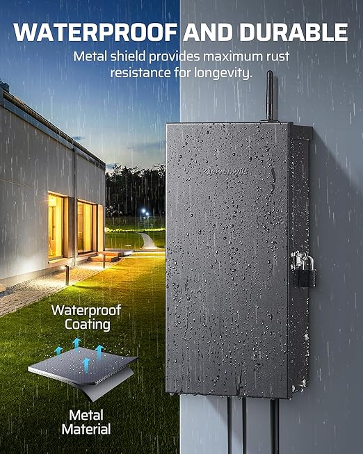 DEWENWILS 300W Low Voltage Landscape Transformer WiFi with 3 Zones, Outdoor Landscape Lighting Transformer, 120V AC to 12/14V AC, Compatible with Alexa & Google Assistant, FCC Listed