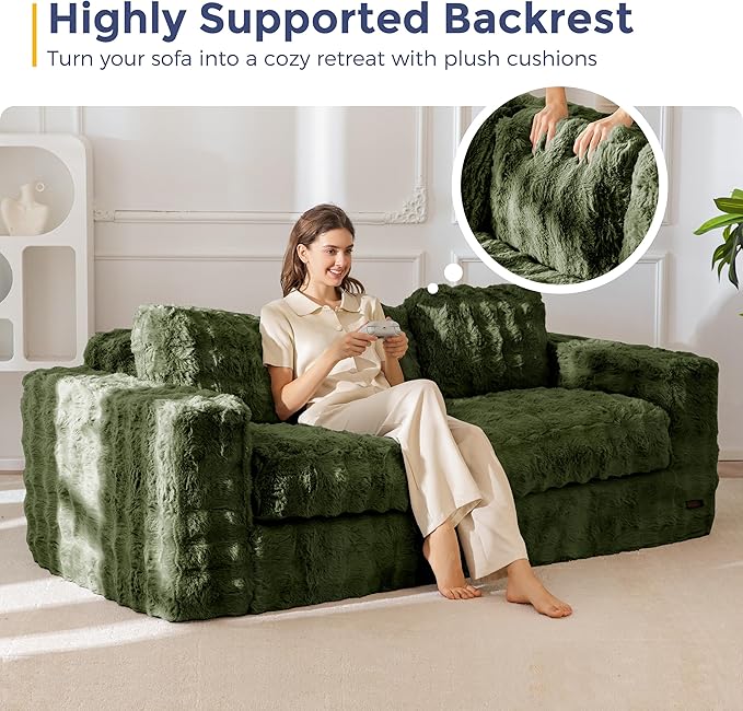 MAXYOYO 3 Seater Sofa for Living Room, Tufted Boneless Couch Bubbled Sofa Couch, Comfy Bean Bag Chair for Bedroom Apartment, No Assembly Needed