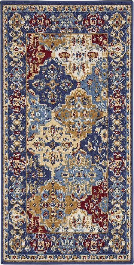 Nourison Home Grafix Multicolor 2' x 4' Area Rug - Easy Clean, Non Shedding, Bed Room, Living Room, Dining Room, Kitchen (2' x 4')