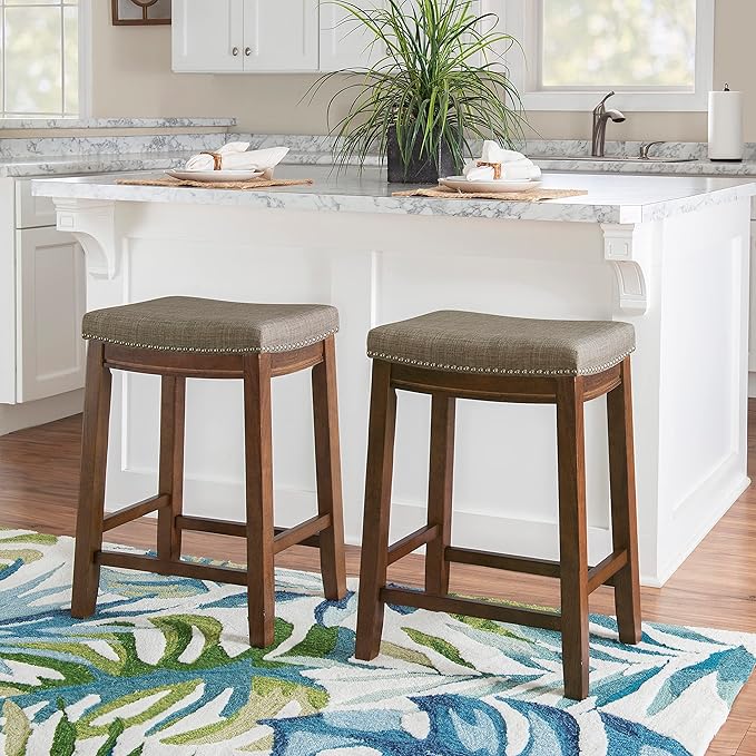 Linon Home Décor Kingston Rustic Backless Counter Stool,