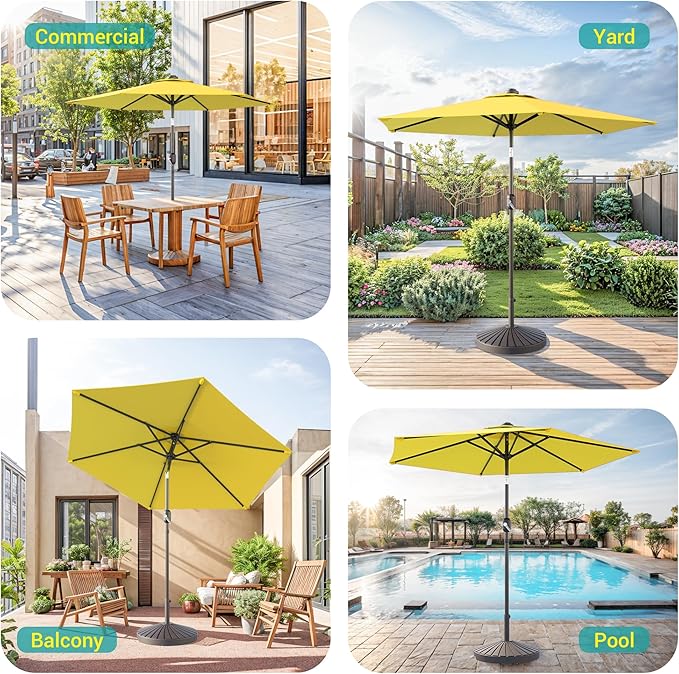 7.5ft Outdoor Umbrella Patio Umbrella,2-Year-Non-Fading,Table Market Patio Umbrella with Push Button Tilt and Crank,for Pool, Deck, Garden,Backyard