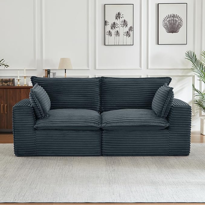 78.8" Cloud Loveseat Boneless Sofas for Living Room, 2 Seaters Modular Foam Cloud Sofa Couches, 2 Seat Compression Foam Couch with Headrests, No Assembly Required