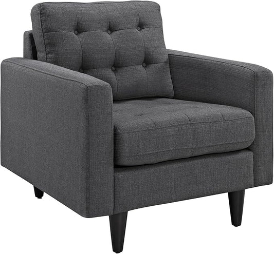 Modway EEI-1013-DOR Empress Mid-Century Modern Upholstered Fabric Armchair in Gray
