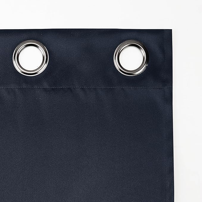 Sun Zero Nordic 2-Pack Theater Grade Noise Reducing Extreme 100% Blackout Grommet Curtain Panel Pair, 52" x 54, Navy Blue