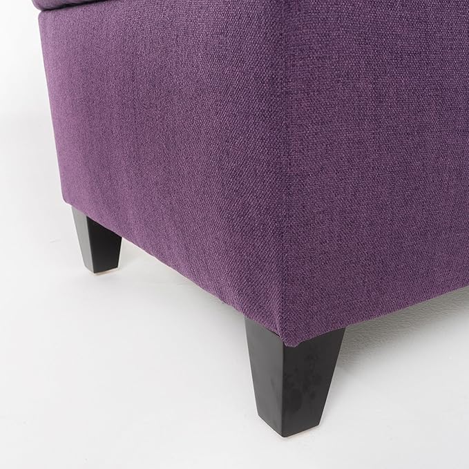 Ball & Cast 50" Button Tufted Upholstered Entryway Storage Bench, Padded Bed of End Ottoman Stool w/Safety Hinges&Spacious Storage&Wood Legs, Longer&Wider-Benches for Living Bedroom Kitchen, Purple