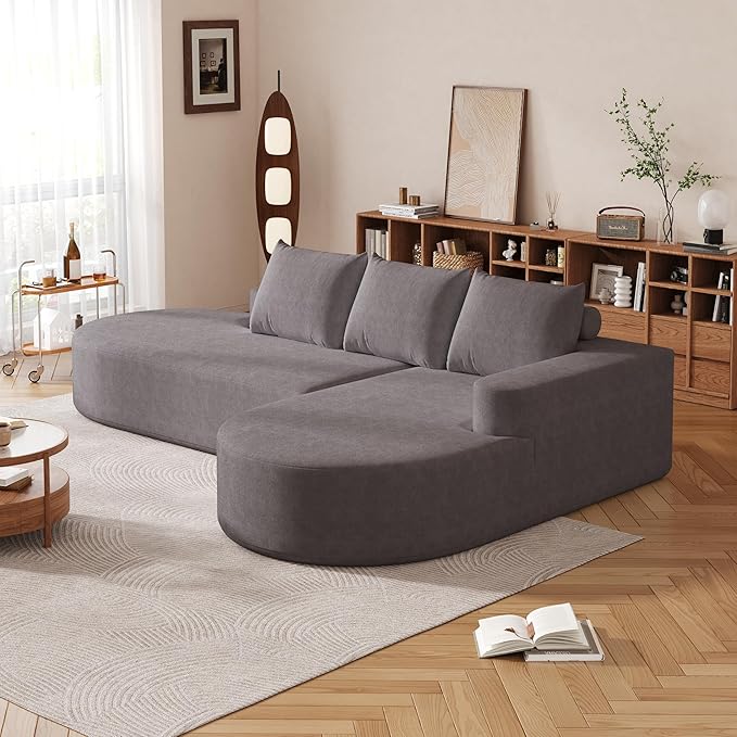 Cloud Modular Sectional Sofa with Curved Chaise Lounge,108.5" Oversized Modern Memory Foam Couch, Ergonomic BonelessModular Floor Sofa with High-for Living Room, Apartment & Office | Deep Seat, Wider Armrest, Free Combination