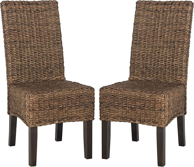 Safavieh Home Collection Avita Brown Wicker Dining Chair (Set of 2), 18"
