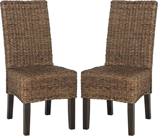 Safavieh Home Collection Avita Brown Wicker Dining Chair (Set of 2), 18"