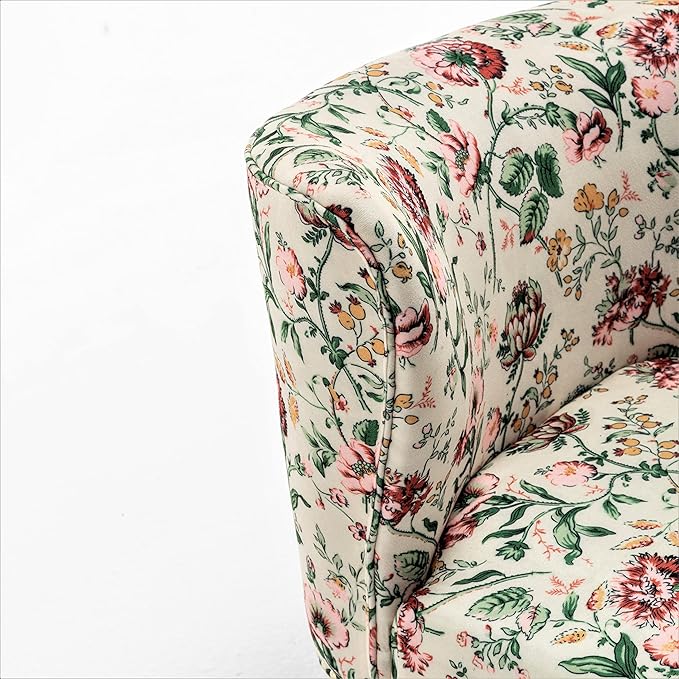 Thia Armless Accent Chair for Living Room, Elegant Seat with Nailhead Trim, Gold Metal Legs and Comfortable Curved Back, 28" D x 25" W x 29.5" H, 03 Floral Print